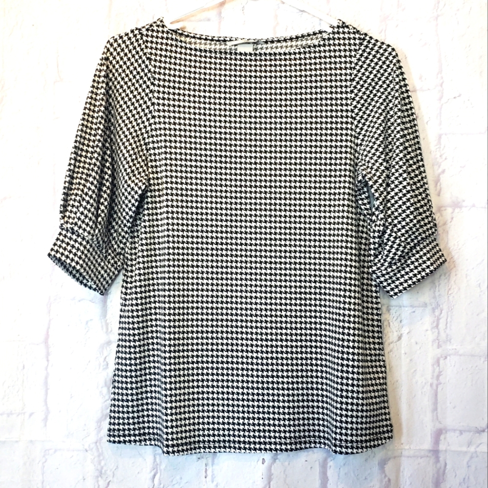 H&M Houndstooth Boatneck Top